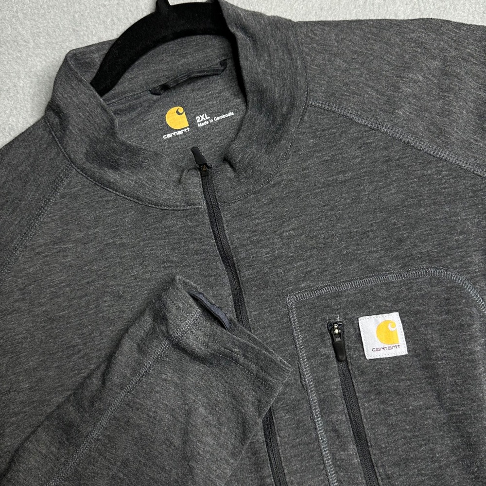Carhartt Force Quarter Zip Pullover Mens 2XL Charcoal Gray Wool Blend MBL120 BLK
